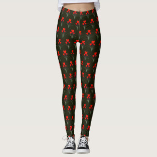 Dozens of Pretty Red Tulips on Customized Modern Leggings