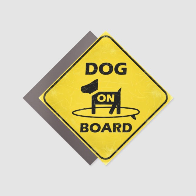 Dozer Surfs Dog on Board  Car Magnet (Front)
