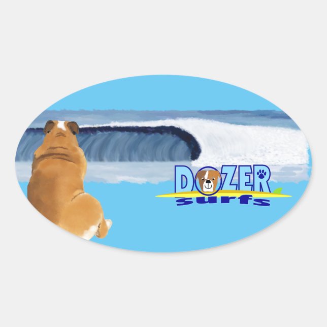 Dozer thanks the ocean. oval sticker (Front)