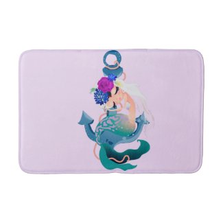 Dozing Mermaid Lilac Girl's Bath Mat