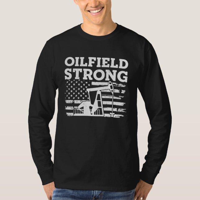 dPMJ Oilfield Strong USA Pride Oilfield Worker 4Th T-Shirt (Front)