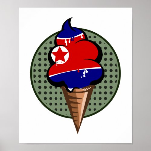 DPRK ice cream flag North Korea Poster