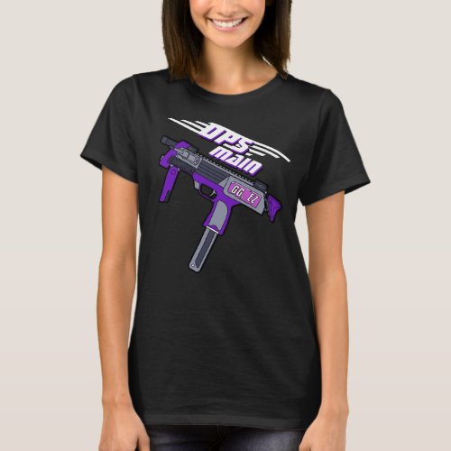 DPS Main Gamer Purple Machine Gun Dynamic Slogan T_Shirt