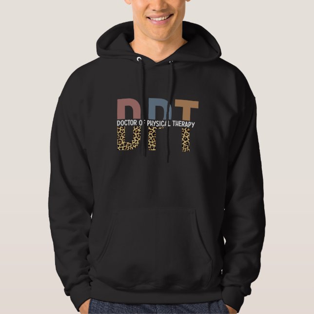 DPT Doctor of Physical Therapy Cheetah Typography Hoodie (Front)