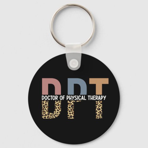 DPT Doctor of Physical Therapy Cheetah Typography Keychain