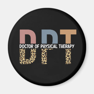 DPT Doctor of Physical Therapy Cheetah Typography Magnet