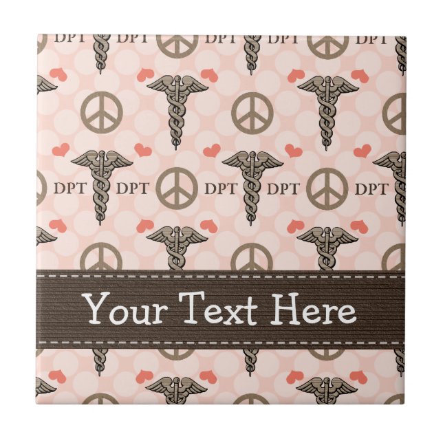 DPT Physical Therapy Caduceus Ceramic Tile Trivet (Front)