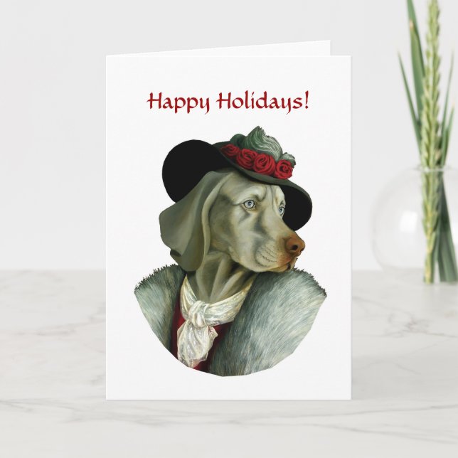 DR027 Weimaraner, Happy Holidays! Holiday Card (Front)