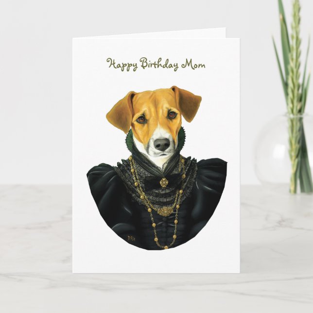 DR037 Jack Russell Terrier, Happy Birthday Mom Card (Front)