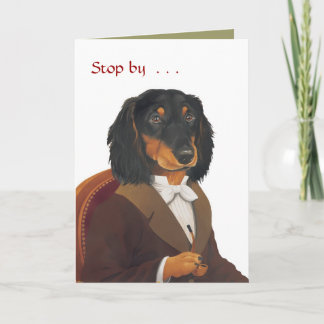 DR078 dachshund, Stop by  . . . Holiday Card