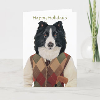 DR132 Border Collie, Happy Holidays card