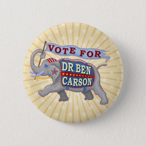 Dr Ben Carson President 2016 Republican Elephant Pinback Button