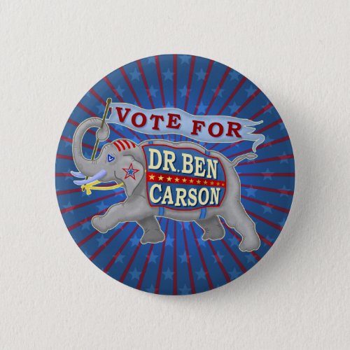Dr Ben Carson President 2016 Republican Elephant Pinback Button
