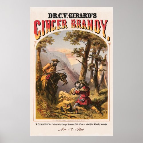 Dr C V Girards GINGER BRANDY 1860 Poster