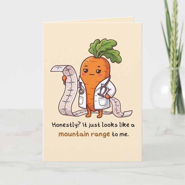 Dr. Carrot with ECG Funny Medical Greeting Card (Front)