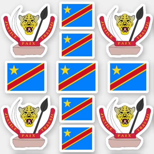 DR Congo _ national symbols Coat of arms and flag Sticker