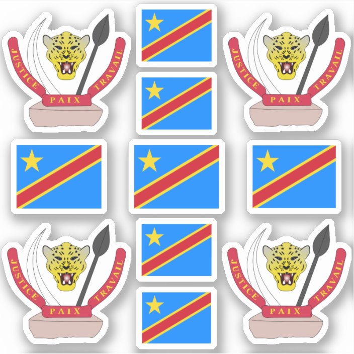 DR Congo national symbols /Coat of arms and flag Sticker Zazzle