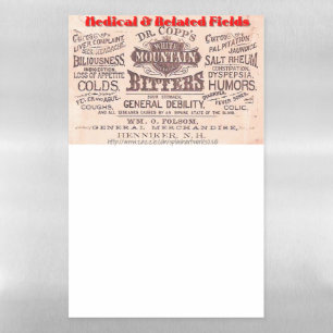 "Dr. Copps, White Mountain Bitters" Magnetic Dry Erase Sheet