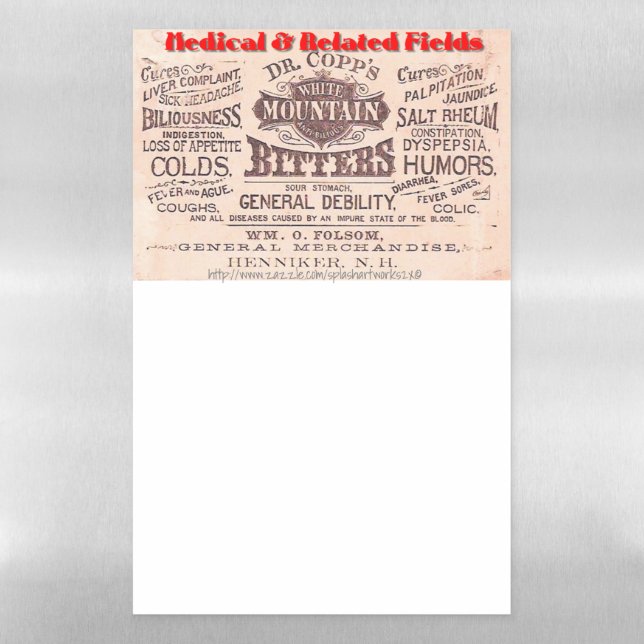 "Dr. Copps, White Mountain Bitters" Magnetic Dry Erase Sheet (Vertical)