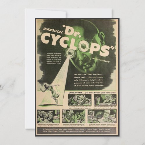 Dr Cyclops Movie Poster  Invitation