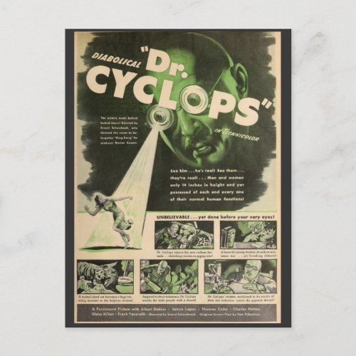 Dr Cyclops Movie Poster Postcard