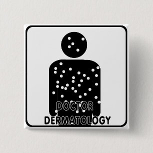 DR DERMATOLOGY SILHOUETTE LOGO PINBACK BUTTON