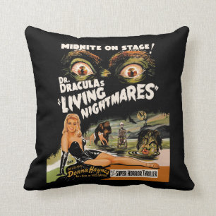 Dr Dracula's Living Nightmares - Spook Show Throw Pillow