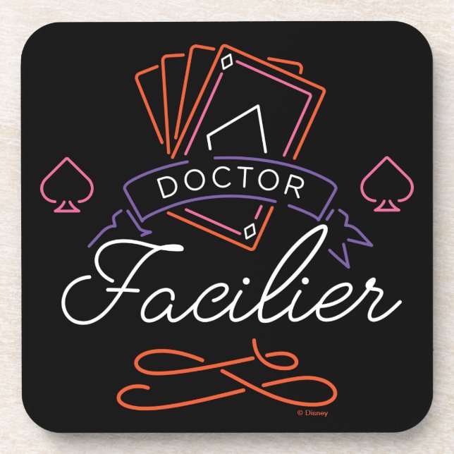 Dr. Facilier | Neon Card Deck Badge Logo Beverage Coaster (Front)