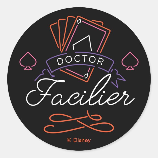 Dr. Facilier | Neon Card Deck Badge Logo Classic Round Sticker (Front)