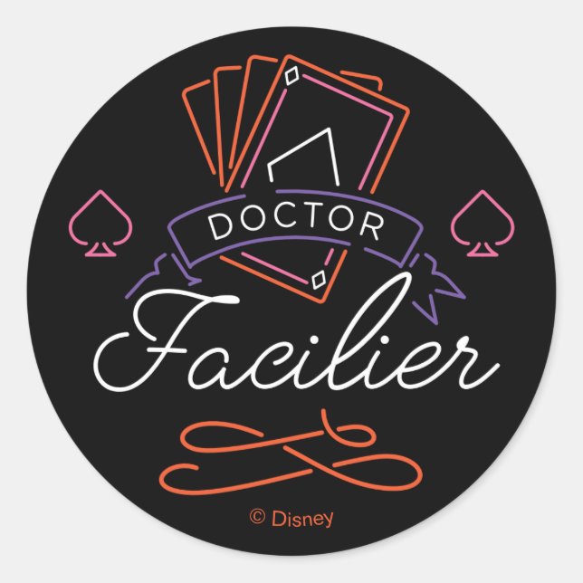 Dr. Facilier | Neon Card Deck Badge Logo Classic Round Sticker (Front)