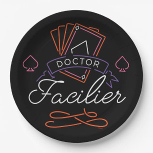Dr. Facilier Neon Card Deck Badge Logo Paper Plates