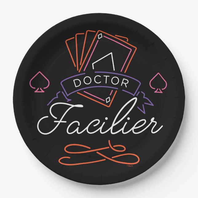Dr. Facilier | Neon Card Deck Badge Logo Paper Plates (Front)