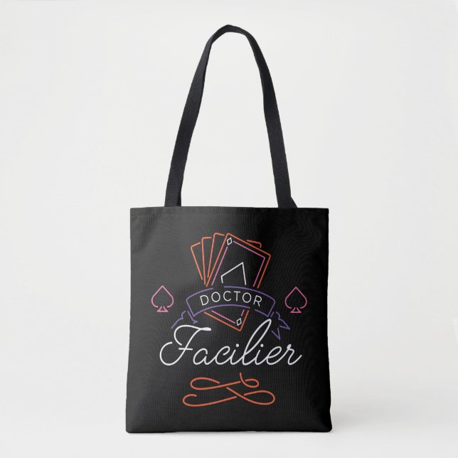 Dr. Facilier | Neon Card Deck Badge Logo Tote Bag (Front)