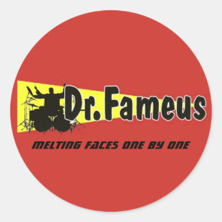 dr.fameus photoshoped plain, melting faces one ... classic round sticker