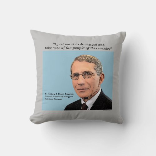 Dr Fauci 2_sided design graypale blue Throw Pillow