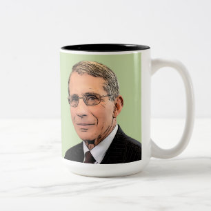 Dr. Fauci, 2-sided design, gray/pale lime Two-Tone Coffee Mug