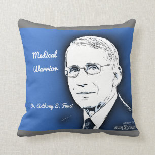 Dr. Fauci, medical warrior, blue Throw Pillow