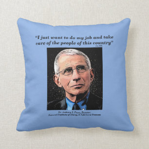 Dr. Fauci, quote, blue, 2-sided, quote Throw Pillow