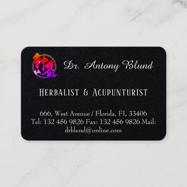 Dr Herbalist and Acupuncturist Minimalist Simple Business Card (Front)