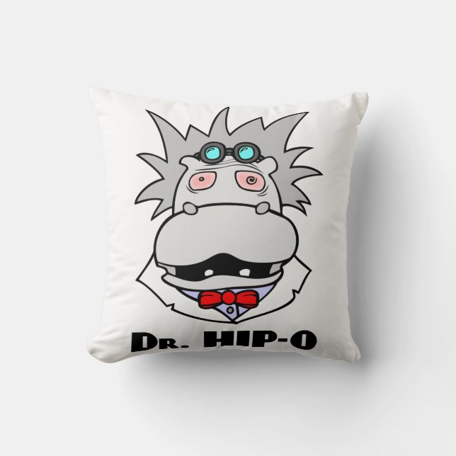 Dr. Hip-O & Monster Throw Pillow (Front)