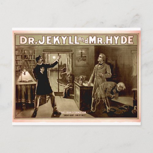 Dr Jekyll and Mr Hyde Vintage Illustration 1880s Postcard