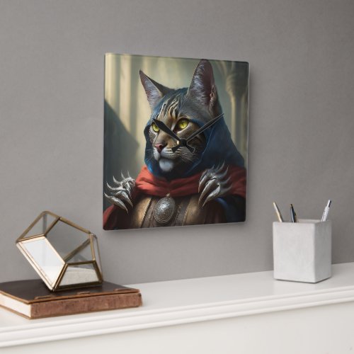 Dr Meow Square Wall Clock