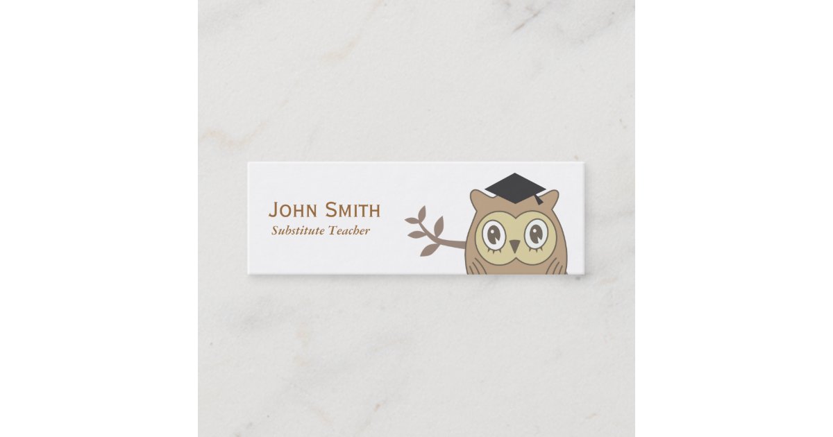 Dr. Owl Substitute Teacher Mini Business Card | Zazzle