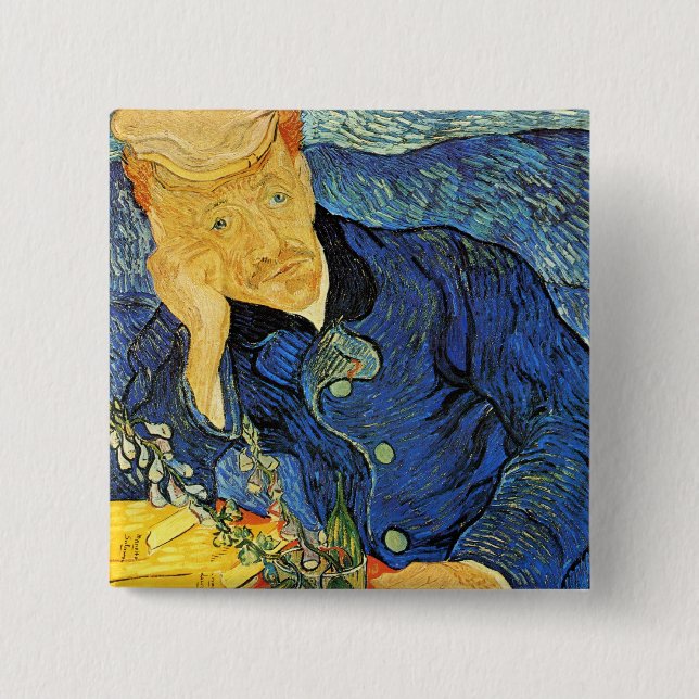 Dr. Paul Gachet Portrait, Vincent Van Gogh Pinback Button (Front)