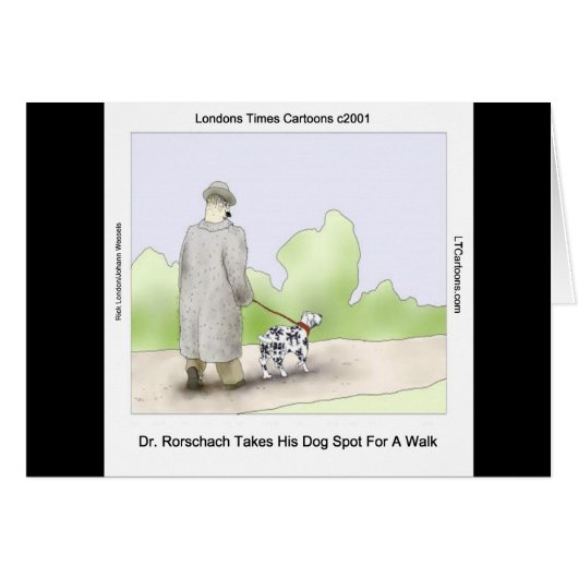 Dr Rorschach Takes Dog Spot 4 A Walk Funny Cards (Front Horizontal)