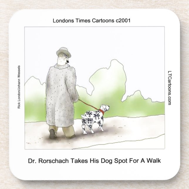 Dr Rorschach Takes Dog Spot 4 A Walk Funny Drink Coaster (Front)