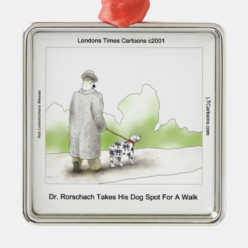 Dr Rorschach Takes Dog Spot 4 A Walk Funny Metal Ornament