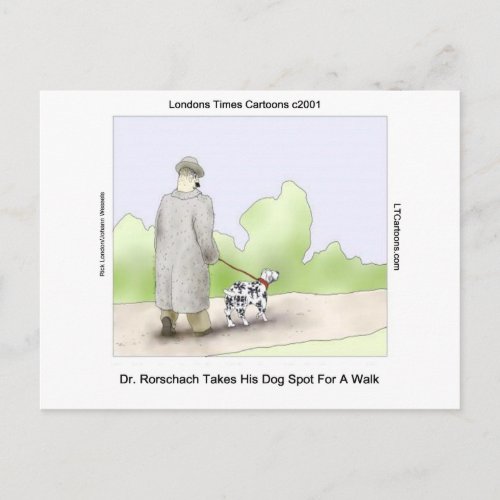 Dr Rorschach Takes Dog Spot 4 A Walk Funny Postcard