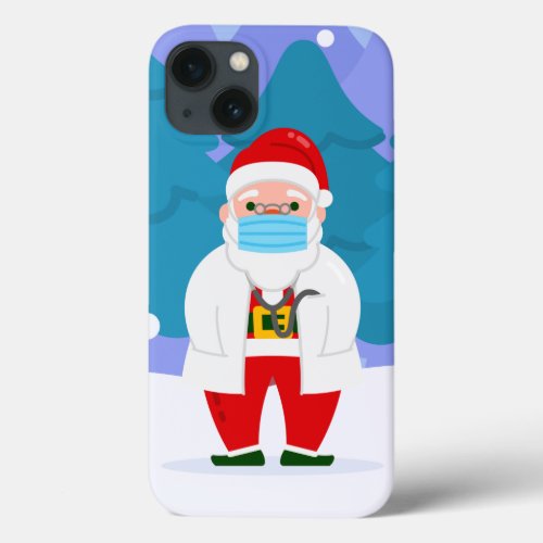 dr santa claus covid christmas face mask doctor iPhone 13 case