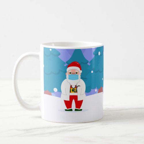 dr santa claus covid christmas face mask doctor coffee mug